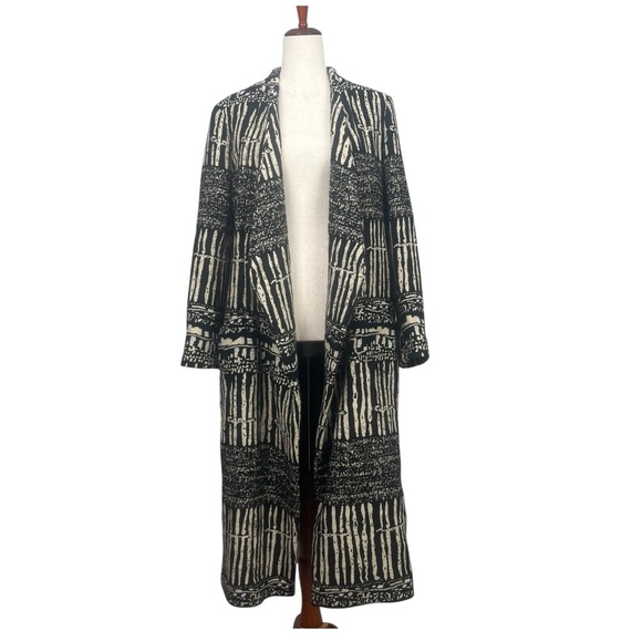 IRO Emy Monochrome Boho Woven Textured Long Blanket Duster Jacket SZ 40‎ or L/8